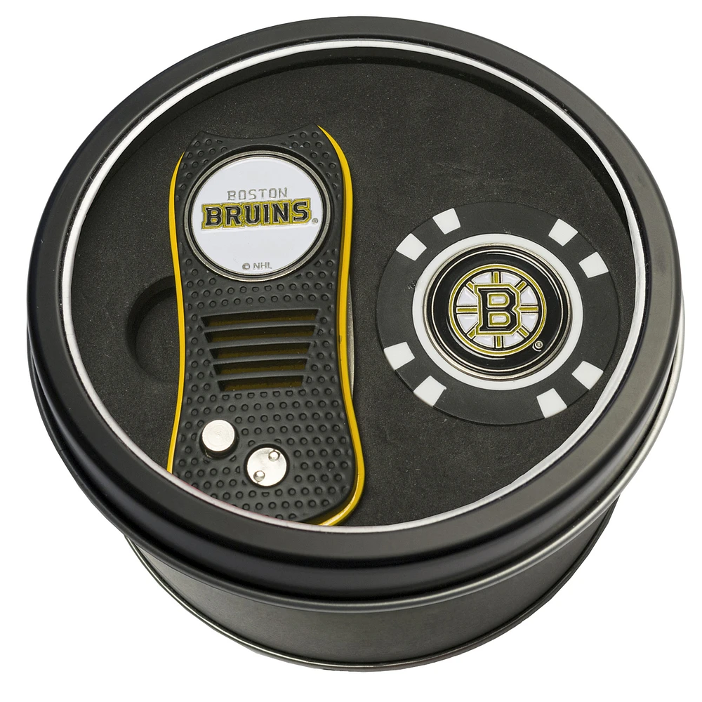 Boston Bruins Divot Tool & Golf Chip Personalized Tin Gift Set