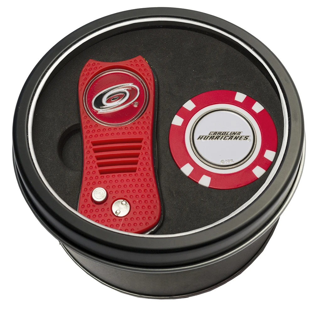 Carolina Hurricanes Divot Tool & Golf Chip Personalized Tin Gift Set