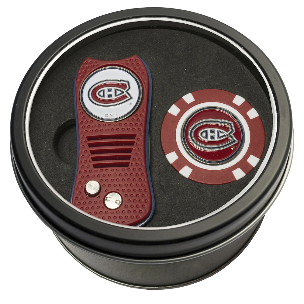 Montreal Canadiens Divot Tool & Golf Chip Personalized Tin Gift Set
