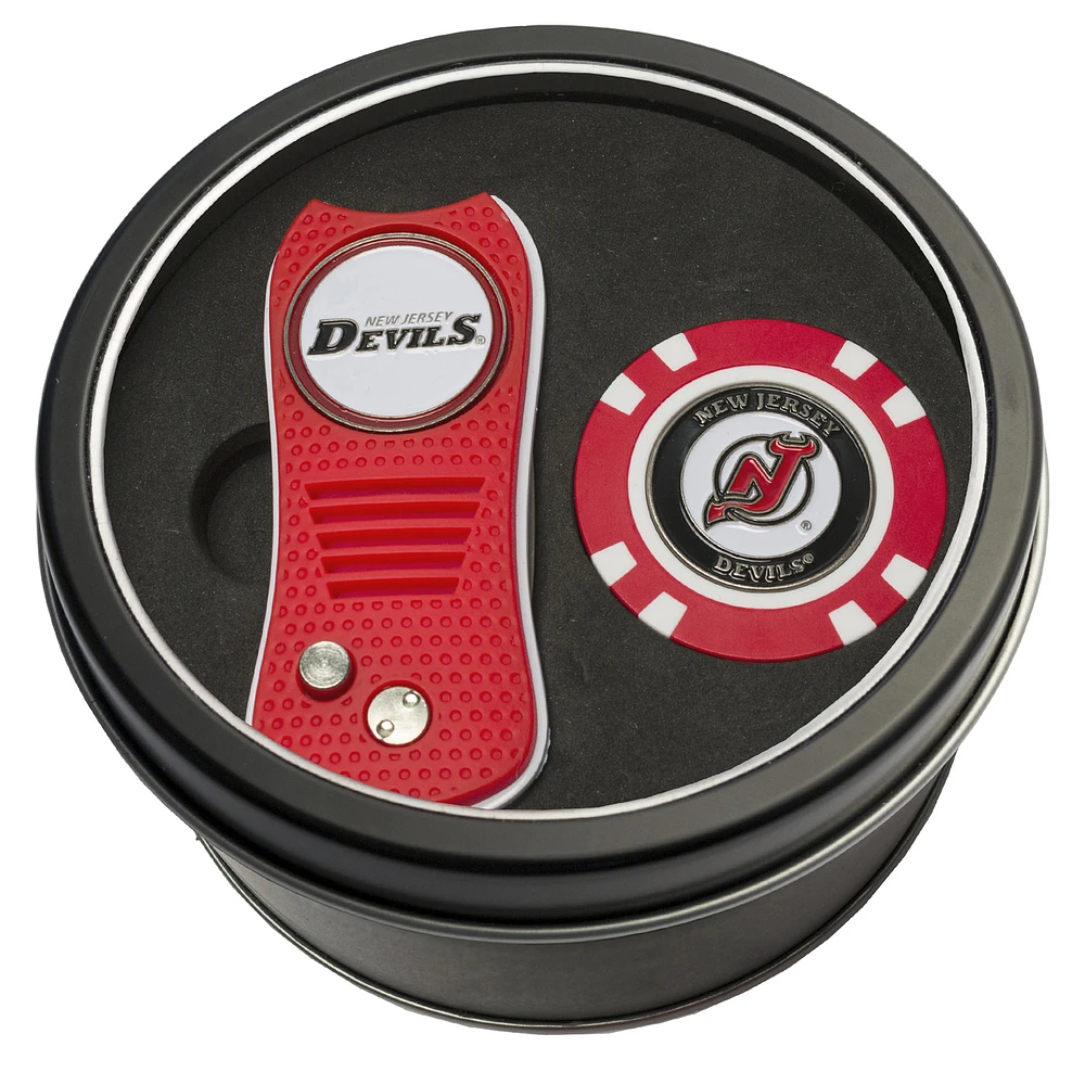 New Jersey Devils Divot Tool & Golf Chip Personalized Tin Gift Set