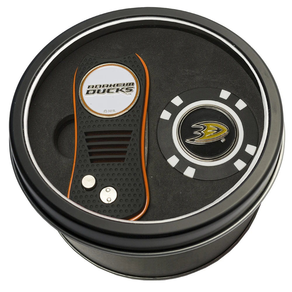 Anaheim Ducks Divot Tool & Golf Chip Personalized Tin Gift Set