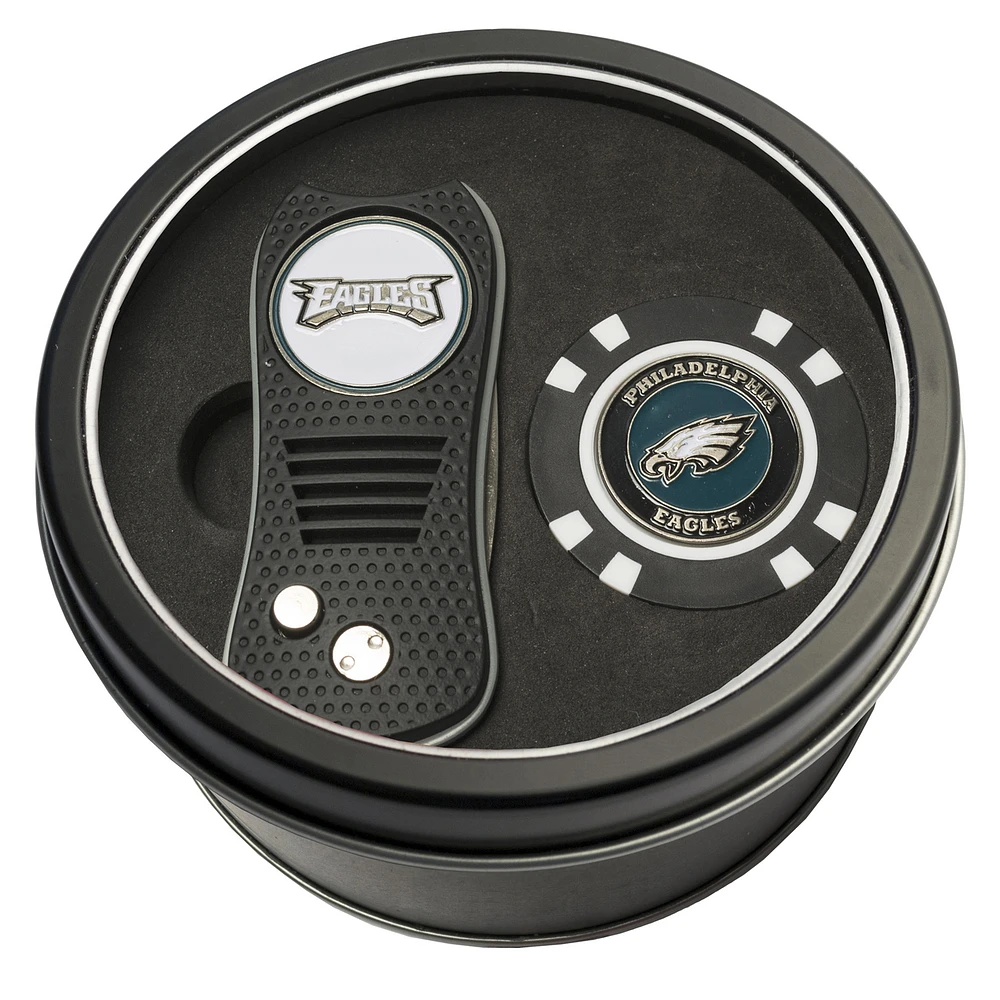 Philadelphia Eagles Divot Tool & Golf Chip Personalized Tin Gift Set