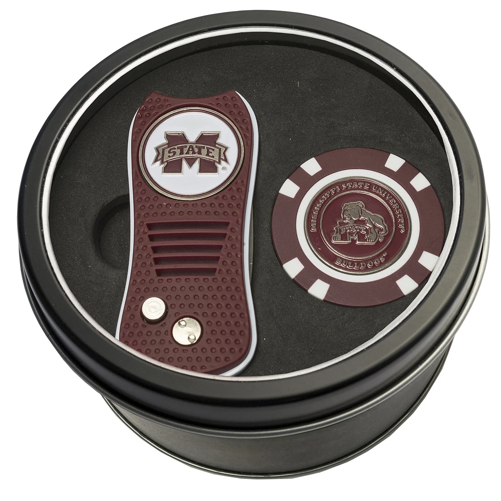 Mississippi State Bulldogs Divot Tool & Golf Chip Personalized Tin Gift Set