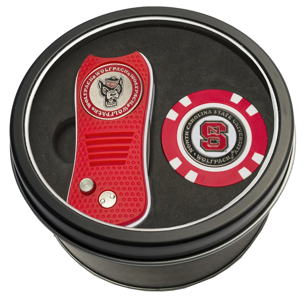 NC State Wolfpack Divot Tool & Golf Chip Personalized Tin Gift Set