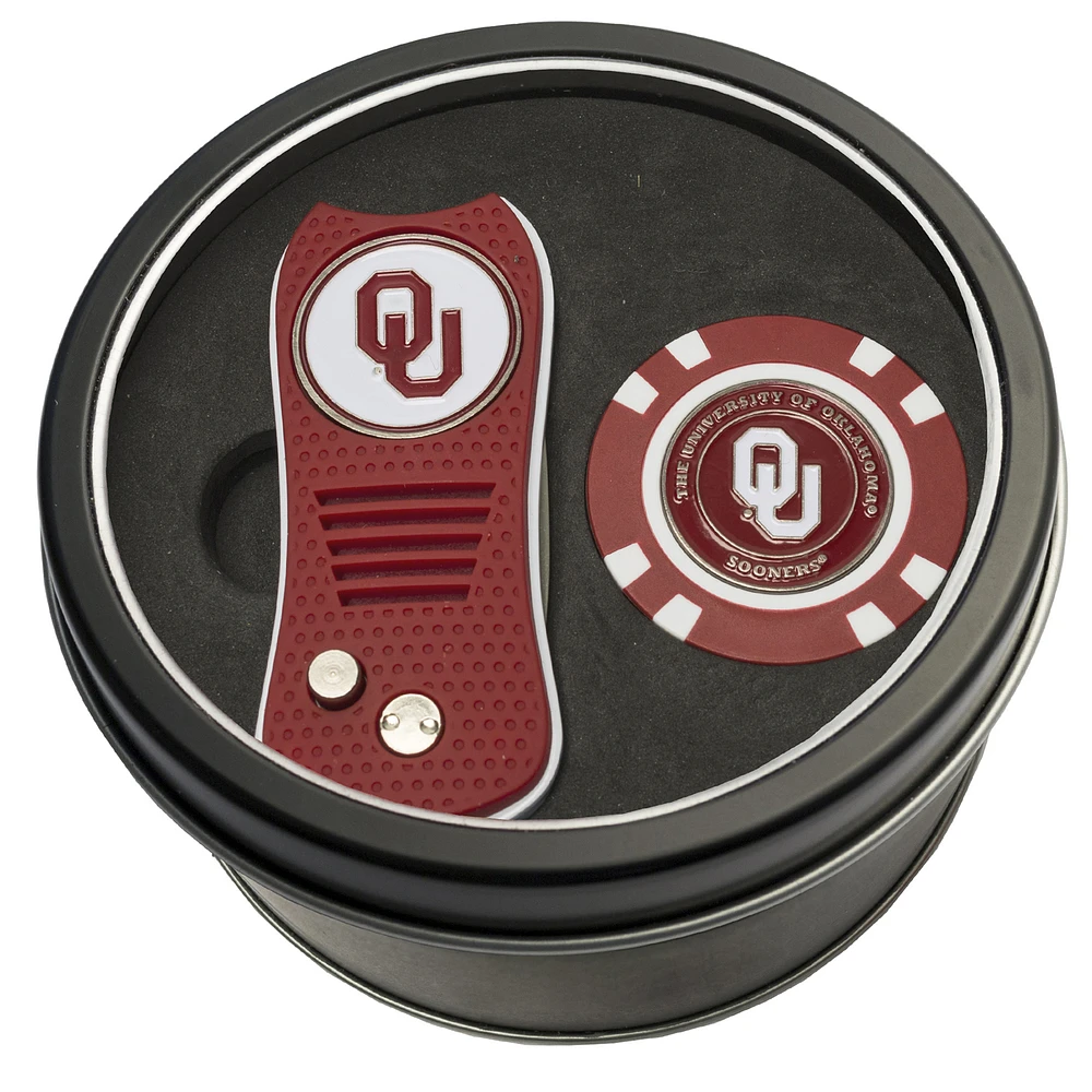 Oklahoma Sooners Divot Tool & Golf Chip Personalized Tin Gift Set