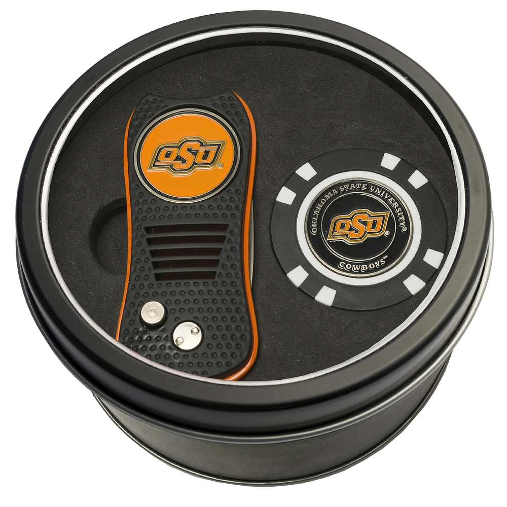 Oklahoma State Cowboys Divot Tool & Golf Chip Personalized Tin Gift Set