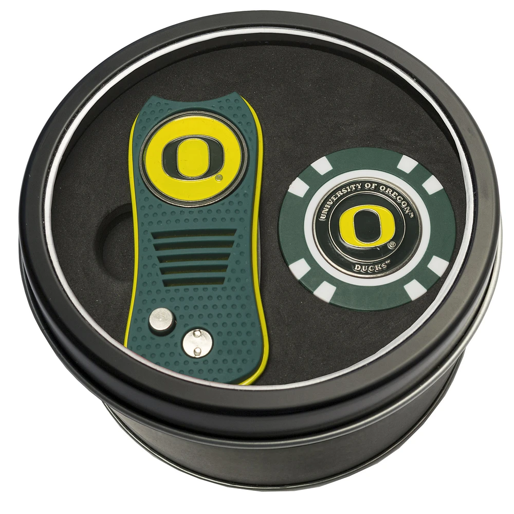 Oregon Ducks Divot Tool & Golf Chip Personalized Tin Gift Set