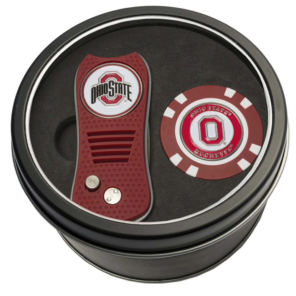 Ohio State Buckeyes Divot Tool & Golf Chip Personalized Tin Gift Set