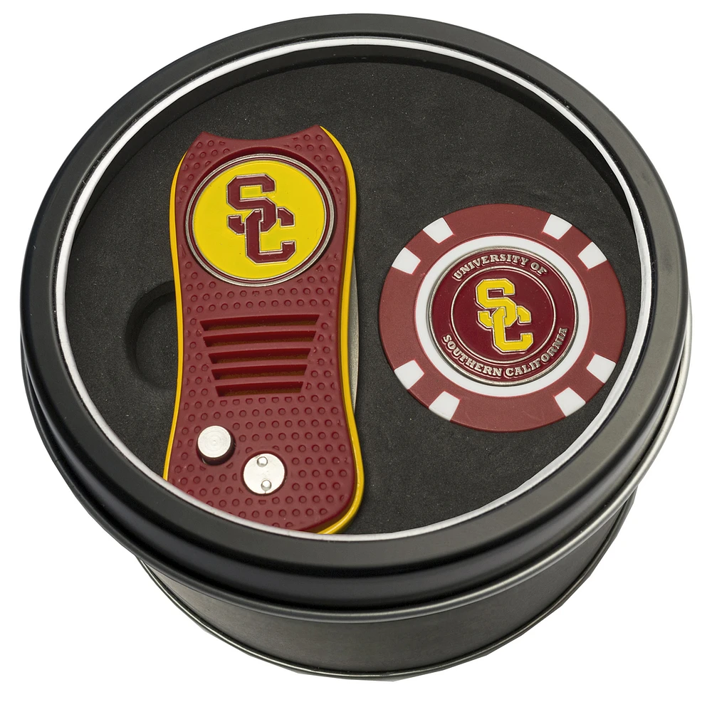 USC Trojans Divot Tool & Golf Chip Personalized Tin Gift Set