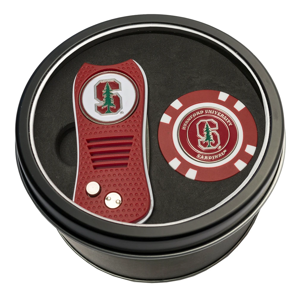 Stanford Cardinal Divot Tool & Golf Chip Personalized Tin Gift Set