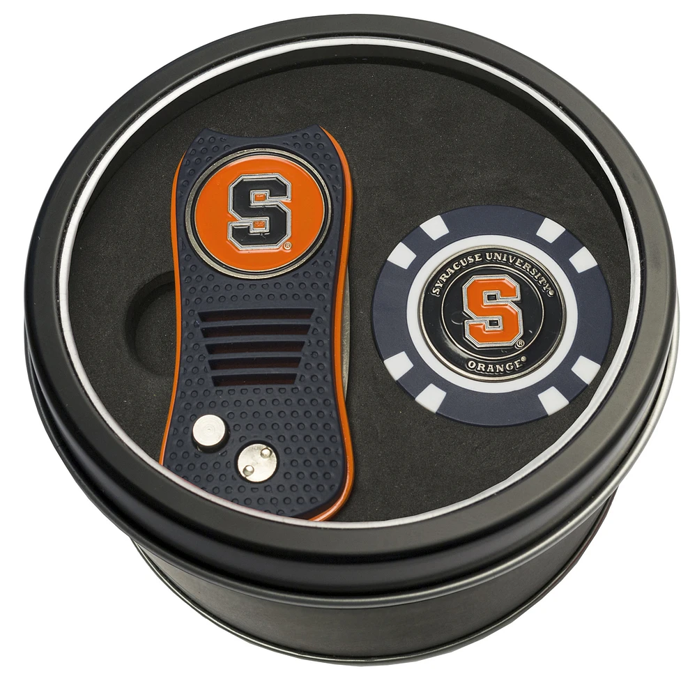 Syracuse Orange Divot Tool & Golf Chip Personalized Tin Gift Set