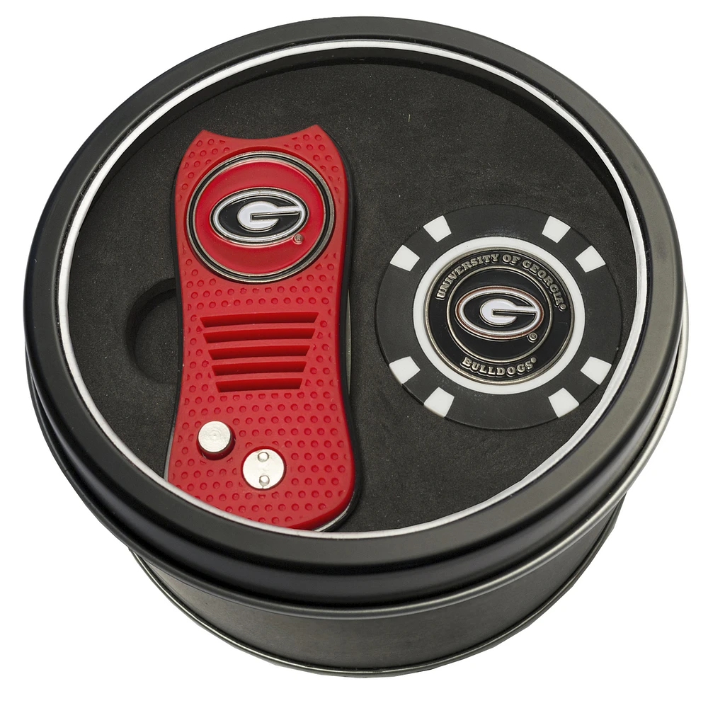 Georgia Bulldogs Divot Tool & Golf Chip Personalized Tin Gift Set