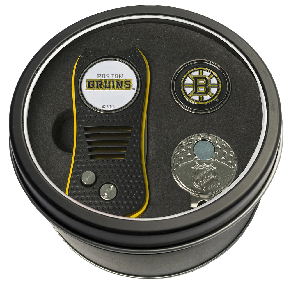 Boston Bruins Divot Tool Ball Marker & Cap Clip Personalized Tin Gift Set