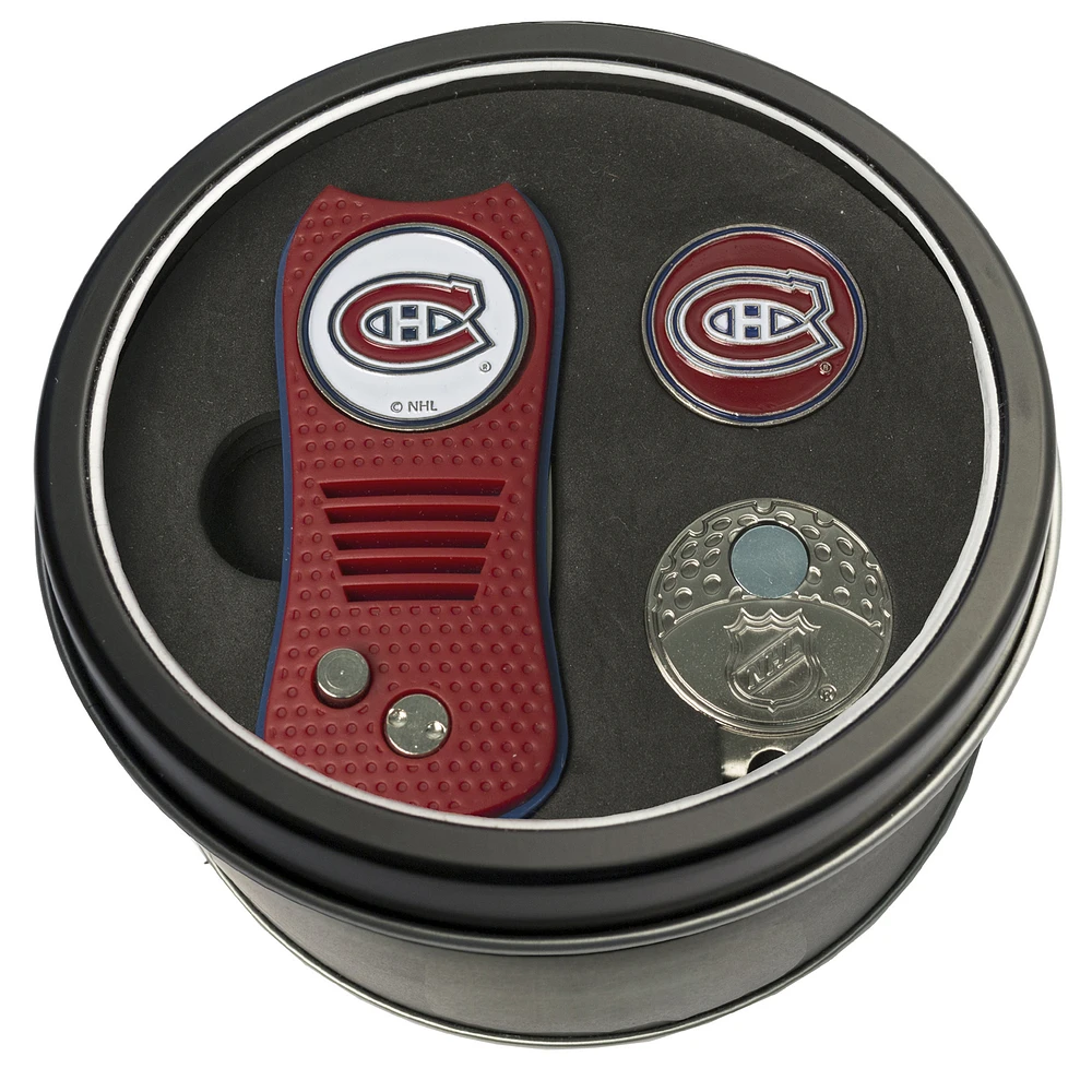 Montreal Canadiens Divot Tool Ball Marker & Cap Clip Personalized Tin Gift Set