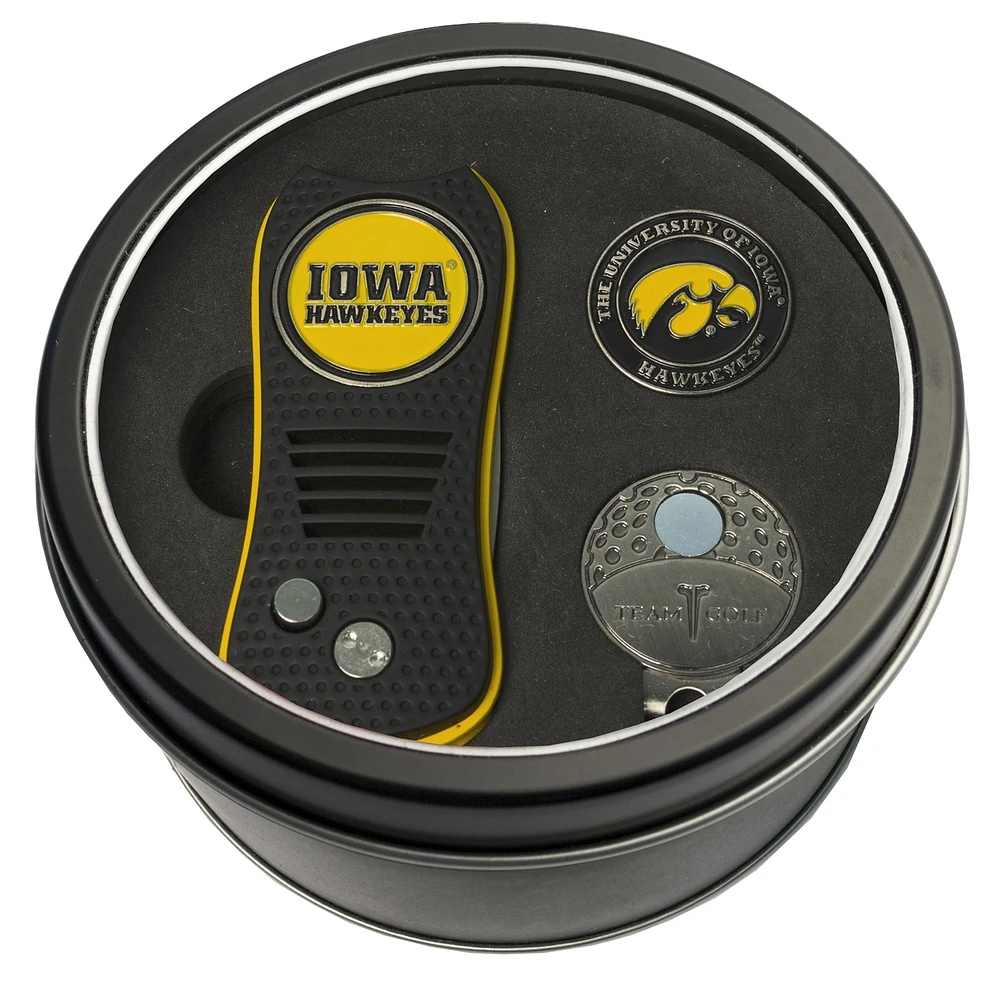 Iowa Hawkeyes Divot Tool Ball Marker & Cap Clip Personalized Tin Gift Set