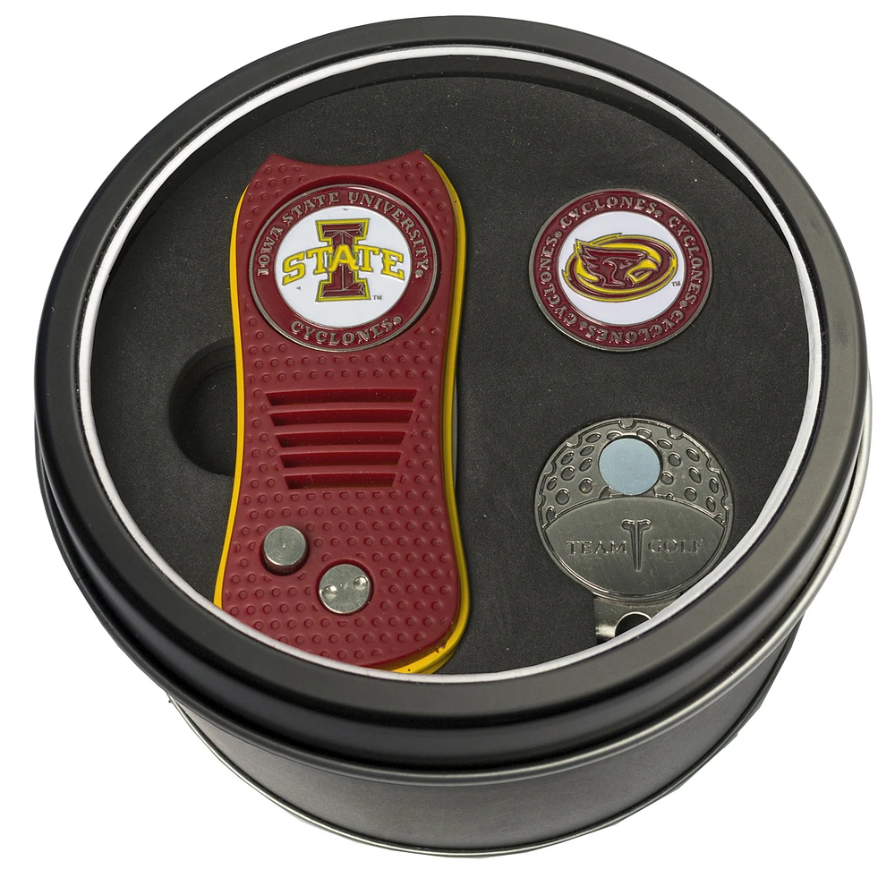 Iowa State Cyclones Divot Tool Ball Marker & Cap Clip Personalized Tin Gift Set