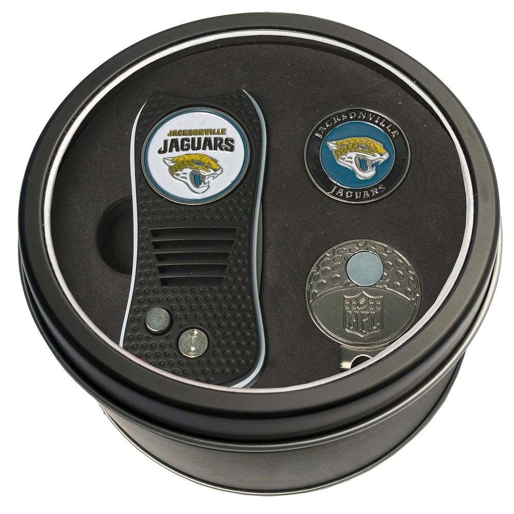 Jacksonville Jaguars Divot Tool Ball Marker & Cap Clip Personalized Tin Gift Set