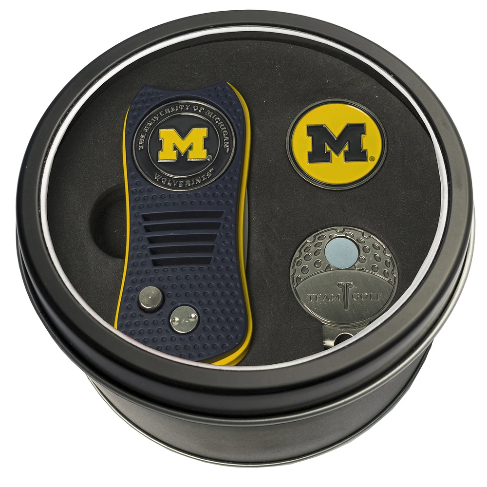 Michigan Wolverines Divot Tool Ball Marker & Cap Clip Personalized Tin Gift Set
