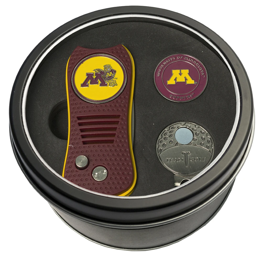 Minnesota Golden Gophers Divot Tool Ball Marker & Cap Clip Personalized Tin Gift Set