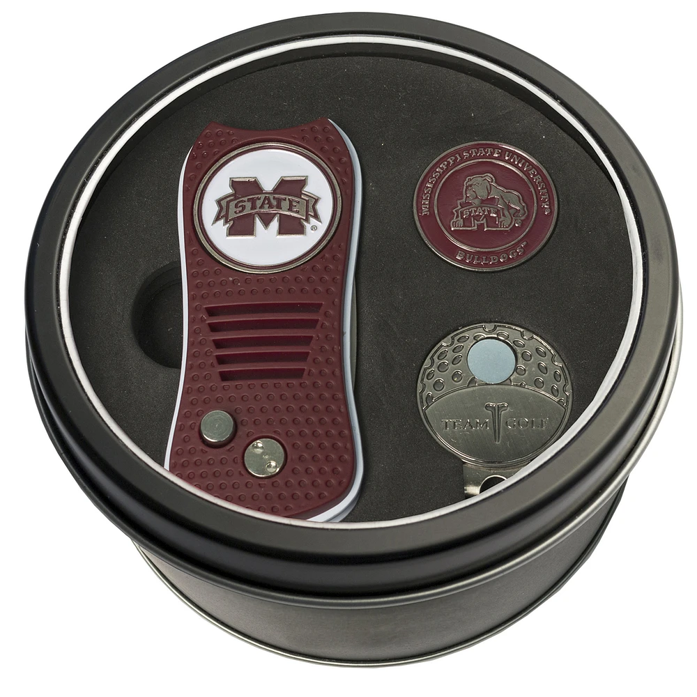 Mississippi State Bulldogs Divot Tool Ball Marker & Cap Clip Personalized Tin Gift Set