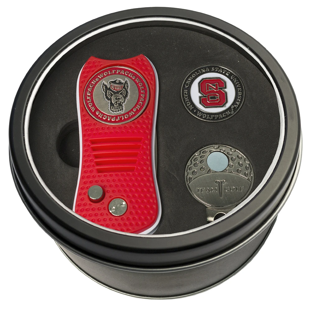 NC State Wolfpack Divot Tool Ball Marker & Cap Clip Personalized Tin Gift Set
