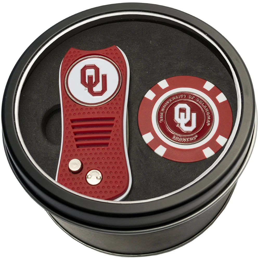 Oklahoma Sooners Divot Tool Ball Marker & Cap Clip Personalized Tin Gift Set