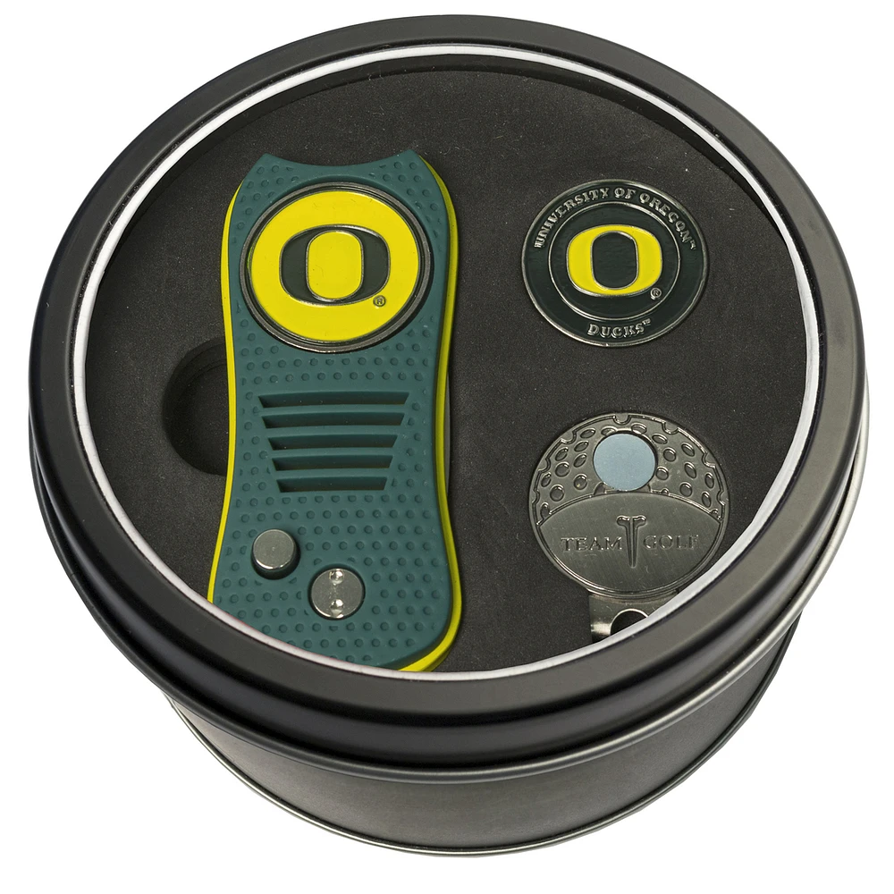 Oregon Ducks Divot Tool Ball Marker & Cap Clip Personalized Tin Gift Set