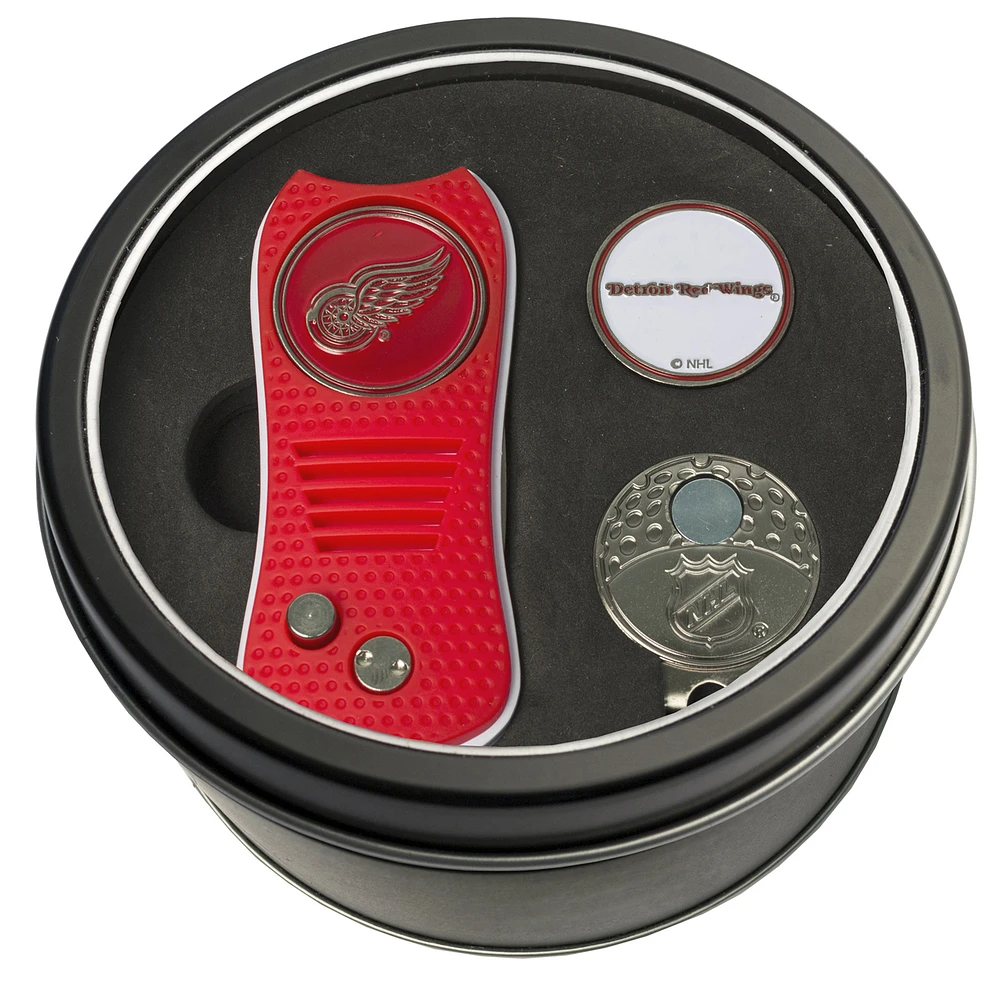 Detroit Red Wings Divot Tool Ball Marker & Cap Clip Personalized Tin Gift Set