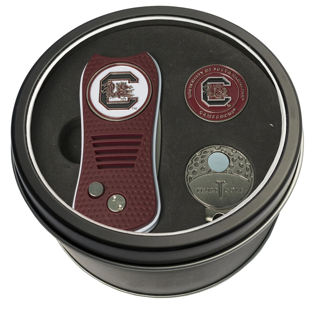 South Carolina Gamecocks Divot Tool Ball Marker & Cap Clip Personalized Tin Gift Set