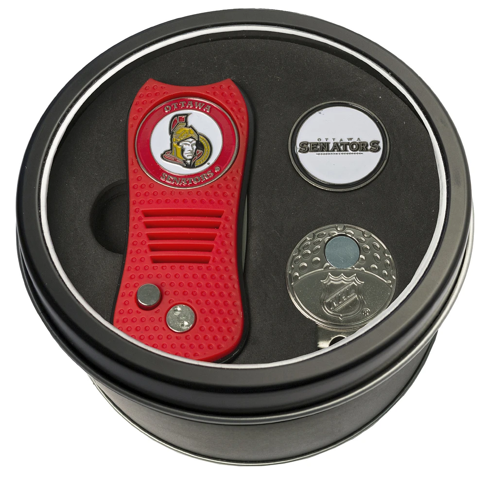 Ottawa Senators Divot Tool Ball Marker & Cap Clip Personalized Tin Gift Set