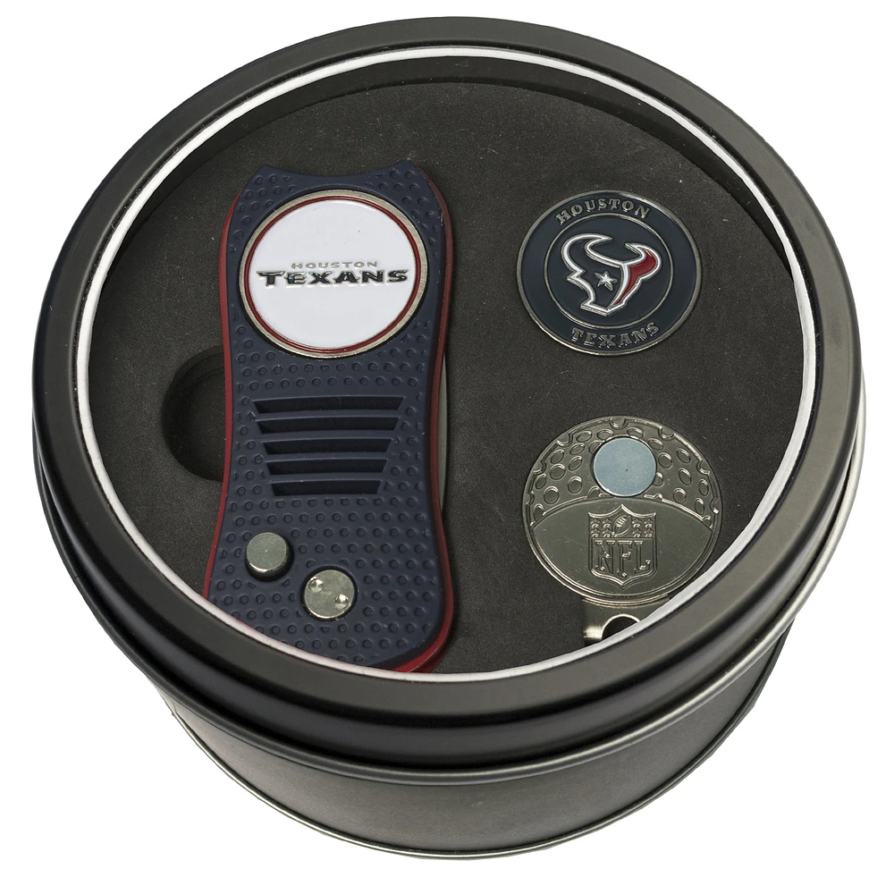 Houston Texans Divot Tool Ball Marker & Cap Clip Personalized Tin Gift Set