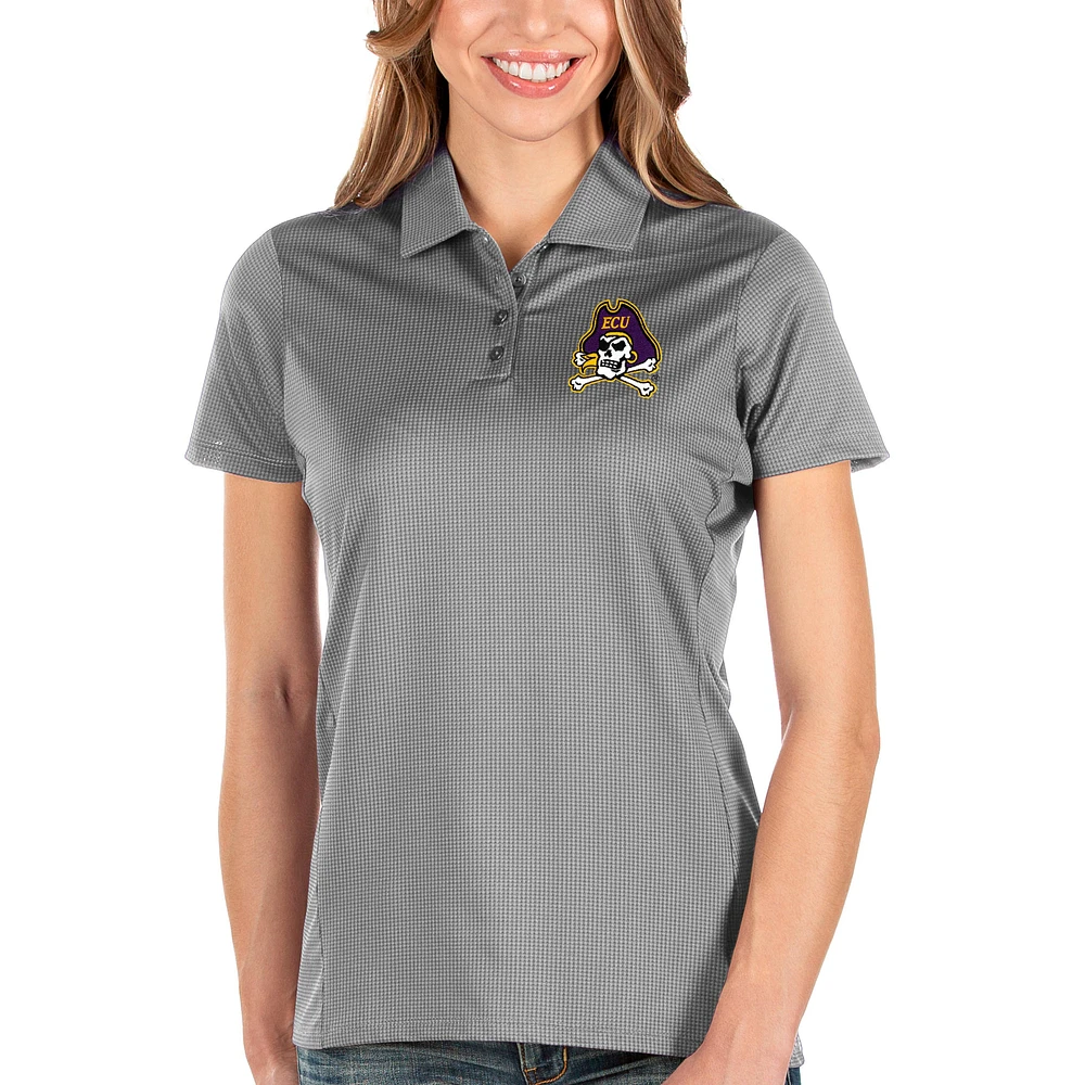 Women's Antigua Charcoal ECU Pirates Balance Polo