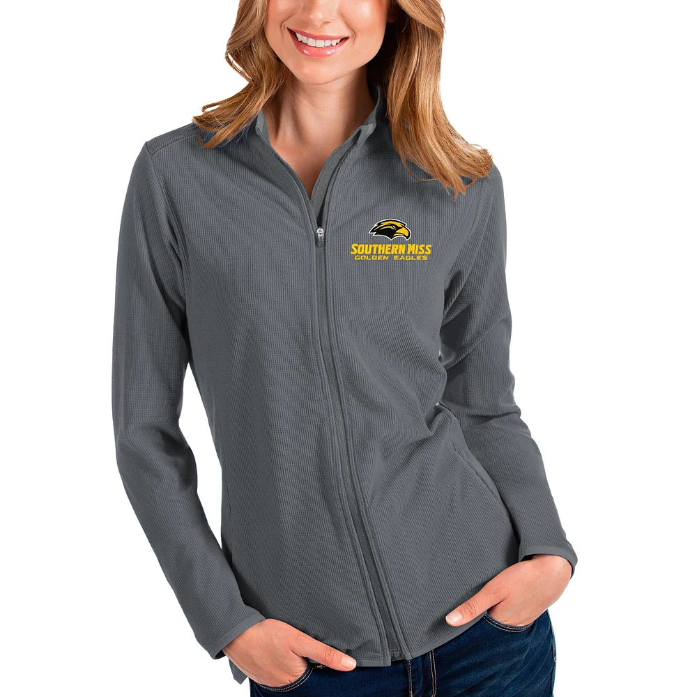 Women's Antigua Charcoal/Gray Southern Miss Golden Eagles Glacier Full-Zip Jacket
