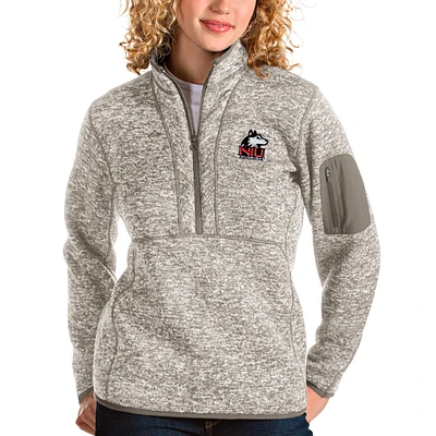 Women's Antigua Oatmeal Northern Illinois Huskies Fortune Half-Zip Pullover Sweater