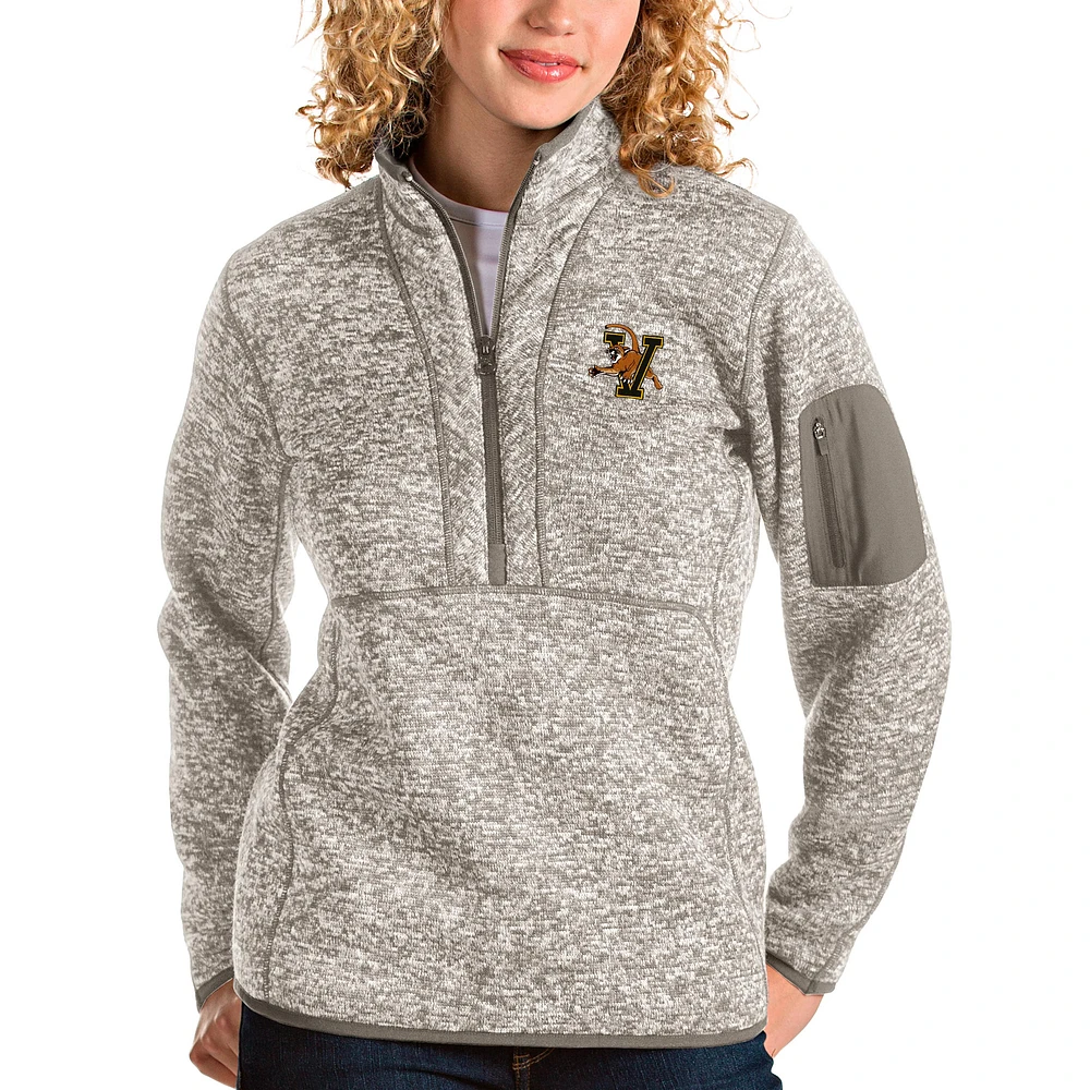 Women's Antigua Oatmeal Vermont Catamounts Fortune Half-Zip Pullover Sweater