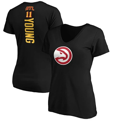 Women's Trae Young Black Atlanta Hawks Playmaker Name & Number V-Neck T-Shirt