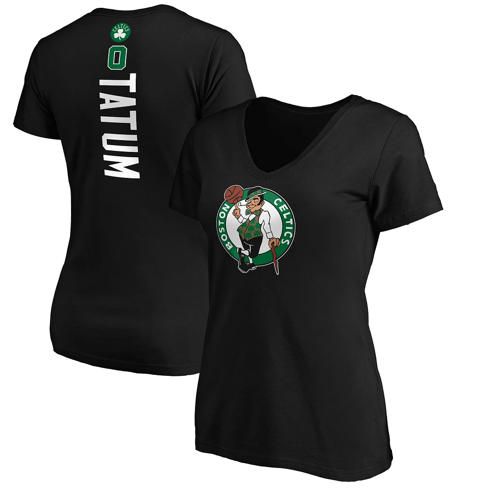Women's Jayson Tatum Black Boston Celtics Playmaker Name & Number V-Neck T-Shirt