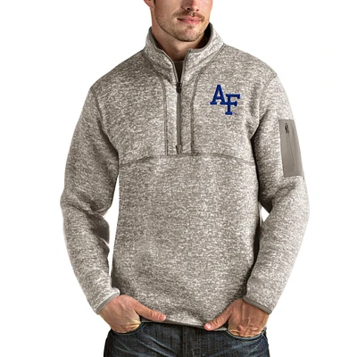 Men's Antigua Oatmeal Air Force Falcons Fortune Half-Zip Pullover Jacket