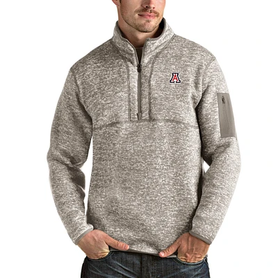 Men's Antigua Oatmeal Arizona Wildcats Fortune Half-Zip Pullover Jacket