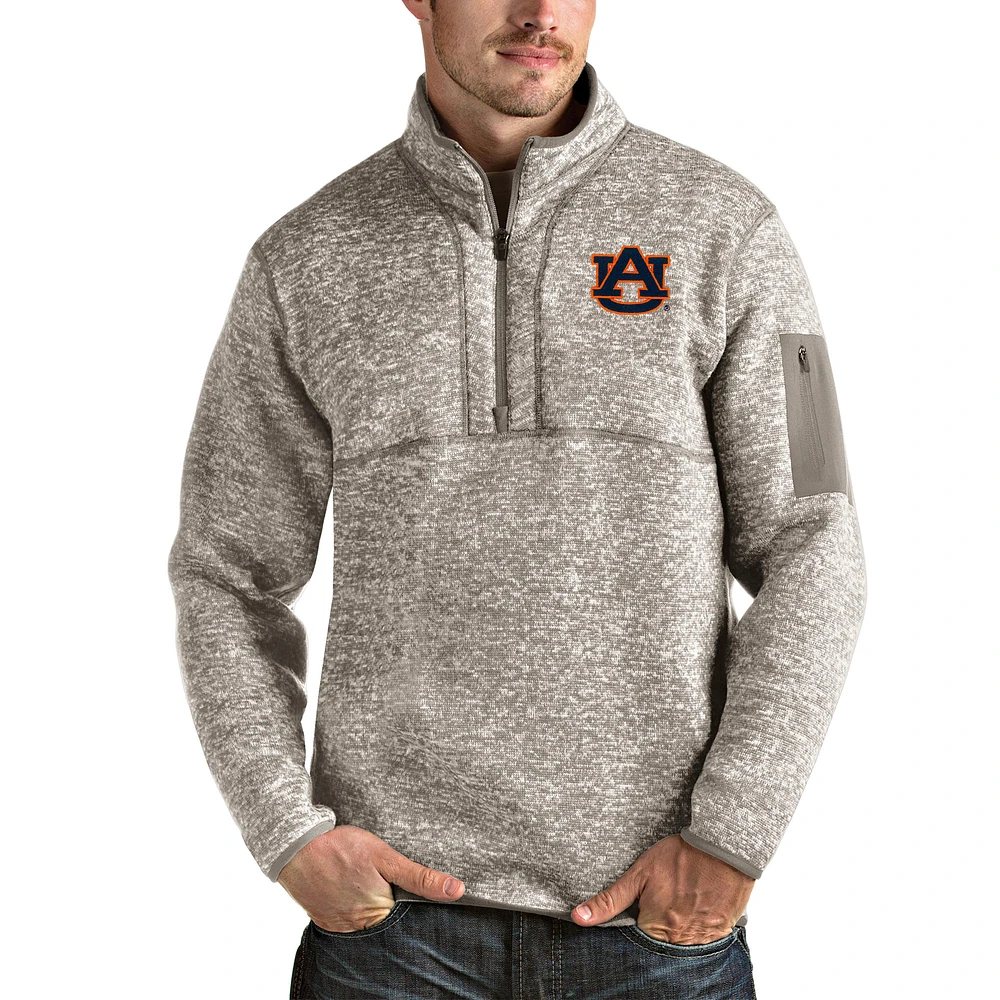 Men's Antigua Oatmeal Auburn Tigers Fortune Half-Zip Pullover Jacket