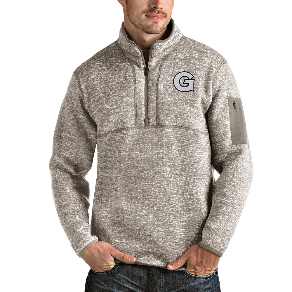 Men's Antigua Oatmeal Georgetown Hoyas Fortune Half-Zip Pullover Jacket