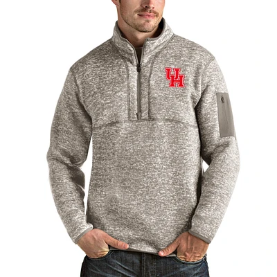 Men's Antigua Oatmeal Houston Cougars Fortune Half-Zip Pullover Jacket