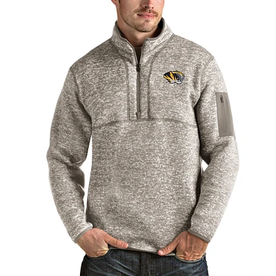 Men's Antigua Oatmeal Missouri Tigers Fortune Half-Zip Pullover Jacket