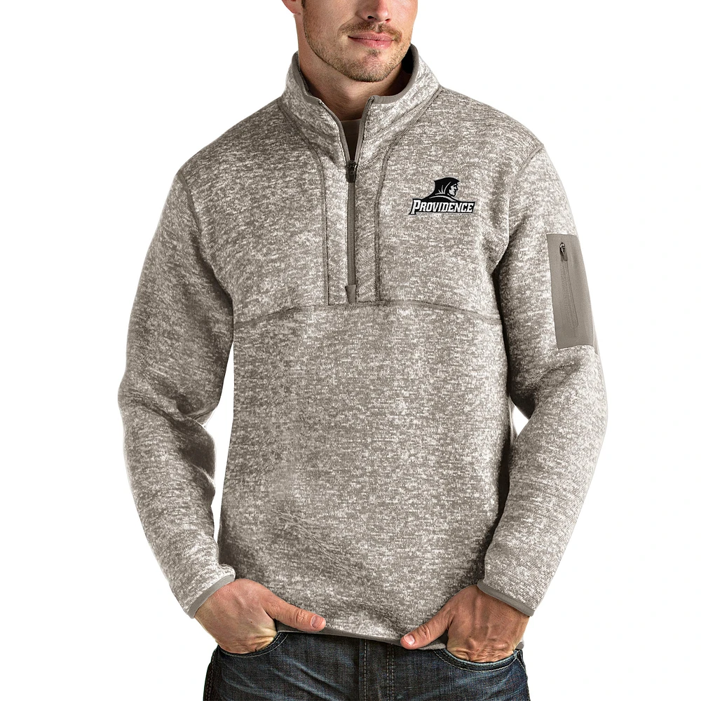 Men's Antigua Oatmeal Providence Friars Fortune Half-Zip Pullover Jacket
