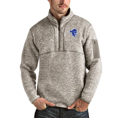 Men's Antigua Oatmeal Seton Hall Pirates Fortune Half-Zip Pullover Jacket