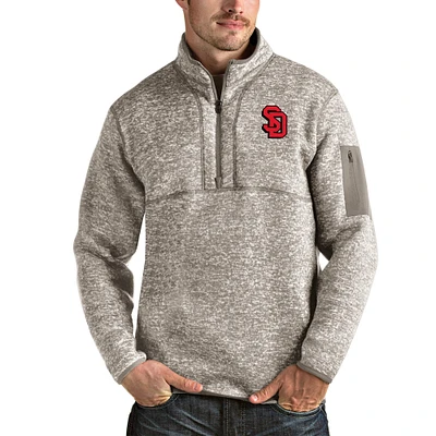 Men's Antigua Oatmeal South Dakota Coyotes Fortune Half-Zip Pullover Jacket