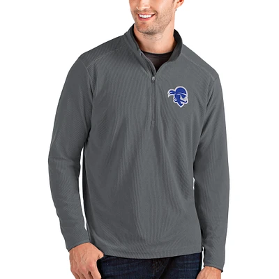 Men's Antigua Gray/Charcoal Seton Hall Pirates Glacier Quarter-Zip Pullover Jacket