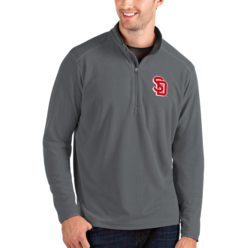 Men's Antigua Gray/Charcoal South Dakota Coyotes Glacier Quarter-Zip Pullover Jacket