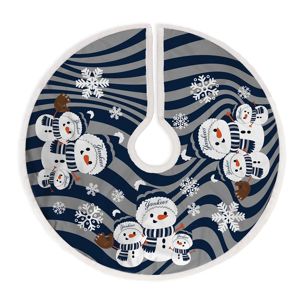 New York Yankees Snowman Sherpa Christmas Tree Skirt