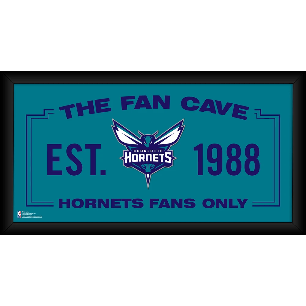 Charlotte Hornets Framed 10" x 20" Fan Cave Collage